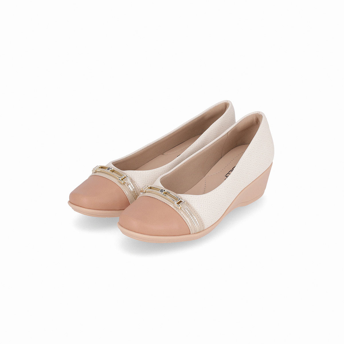 Zapato cap toe cuña media y hebilla para mujer – Ivone