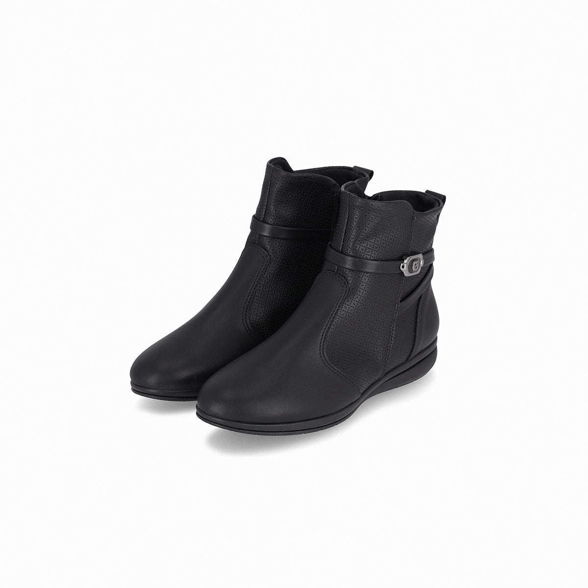 Botines al tobillo con doble textura y hebilla lateral - Anabela