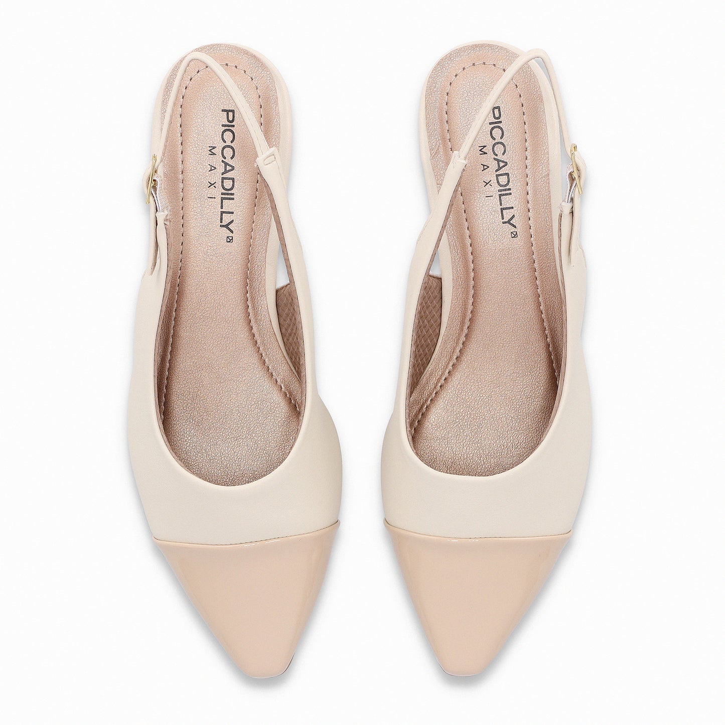 Balerina tacón bajo semi abiertos bicolor – Silvia