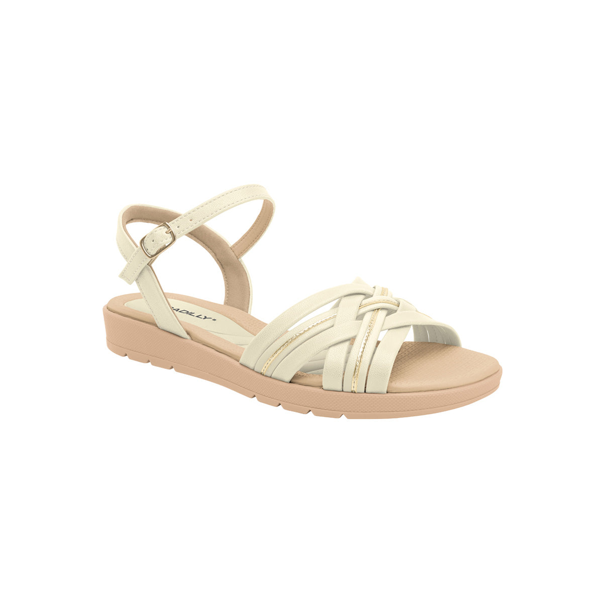 Sandalia de piso con correa y tiras cruzadas – Rejane
