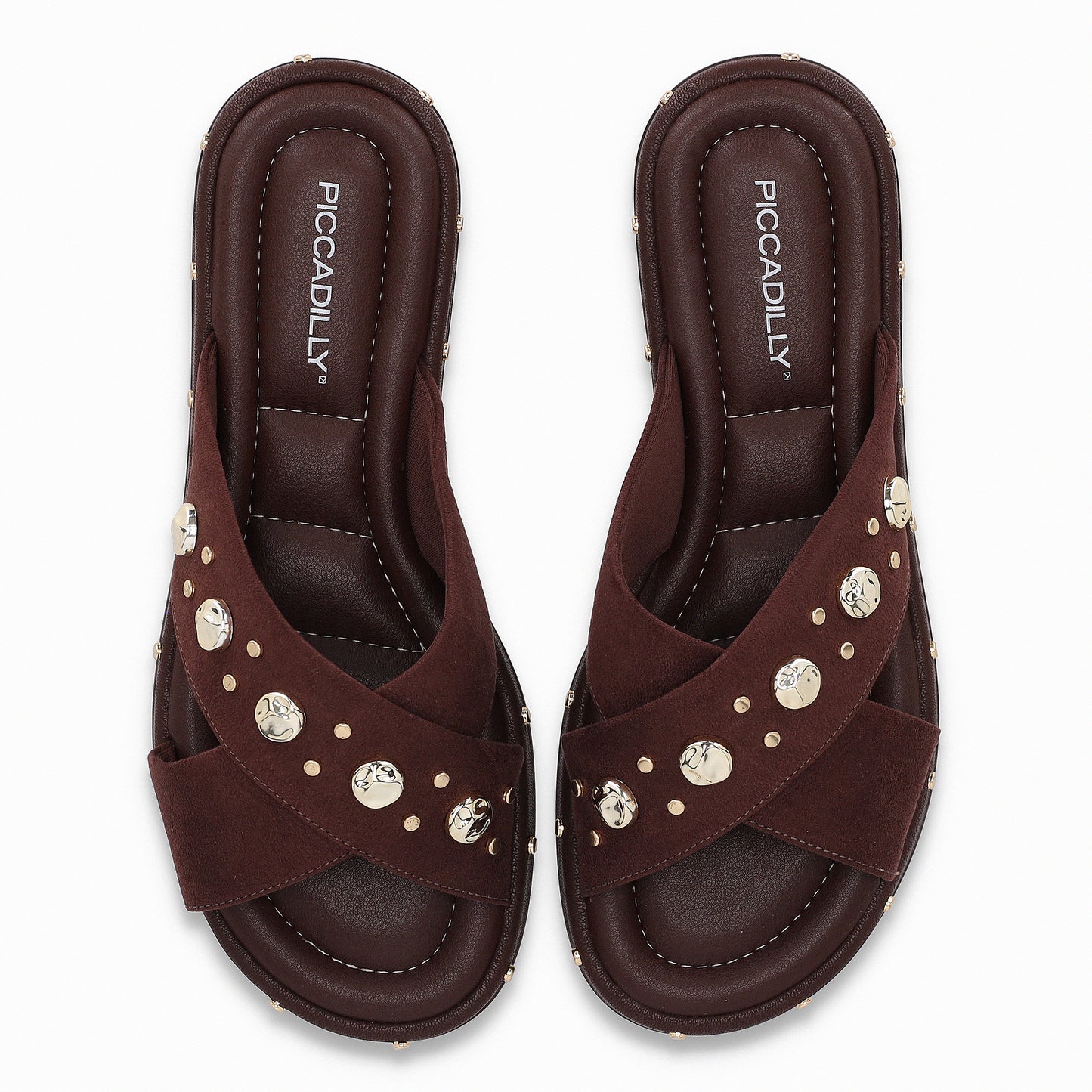 Sandalia plana con estoperoles - acabado confortable