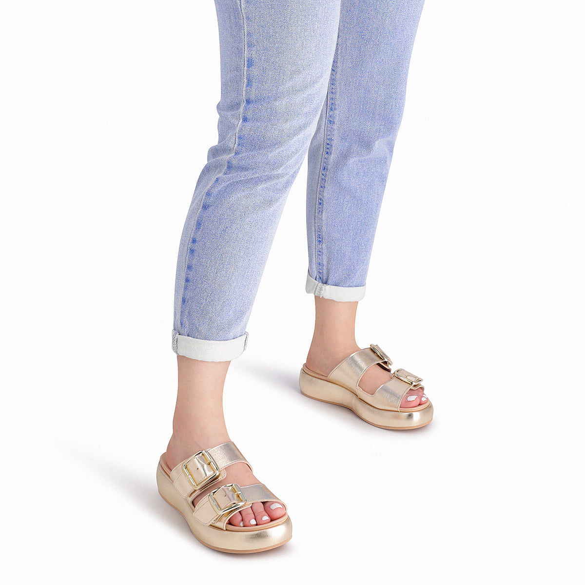 Sandalias de plataforma casual slip-on con hebillas - Sol