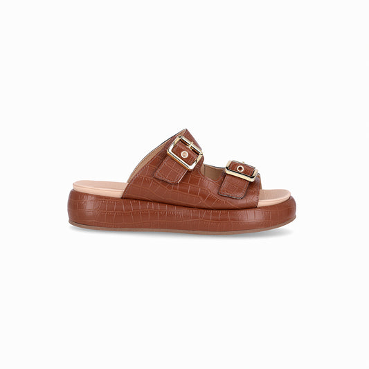Sandalias de plataforma croco slip-on con hebillas - Sol