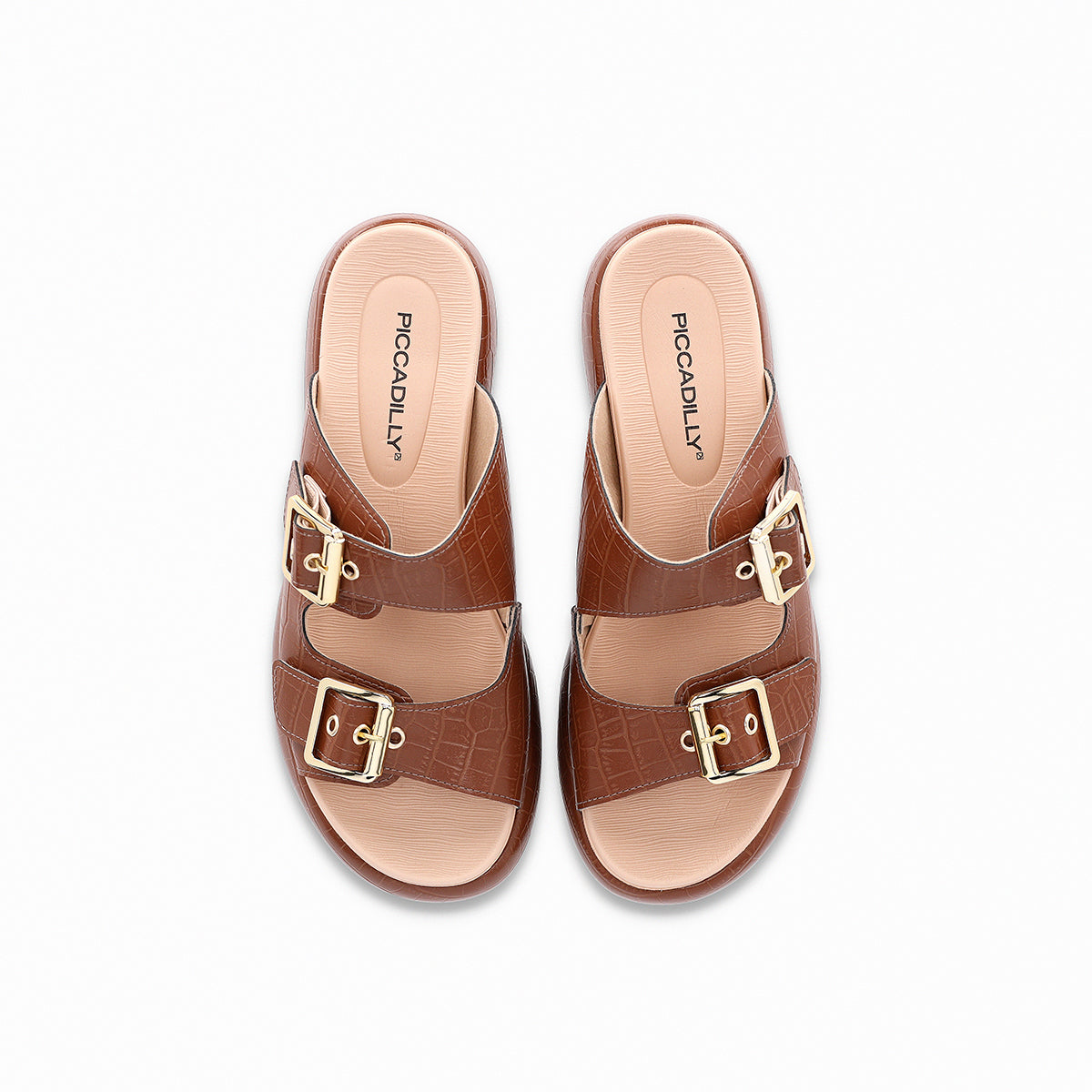 Sandalias de plataforma croco slip-on con hebillas - Sol
