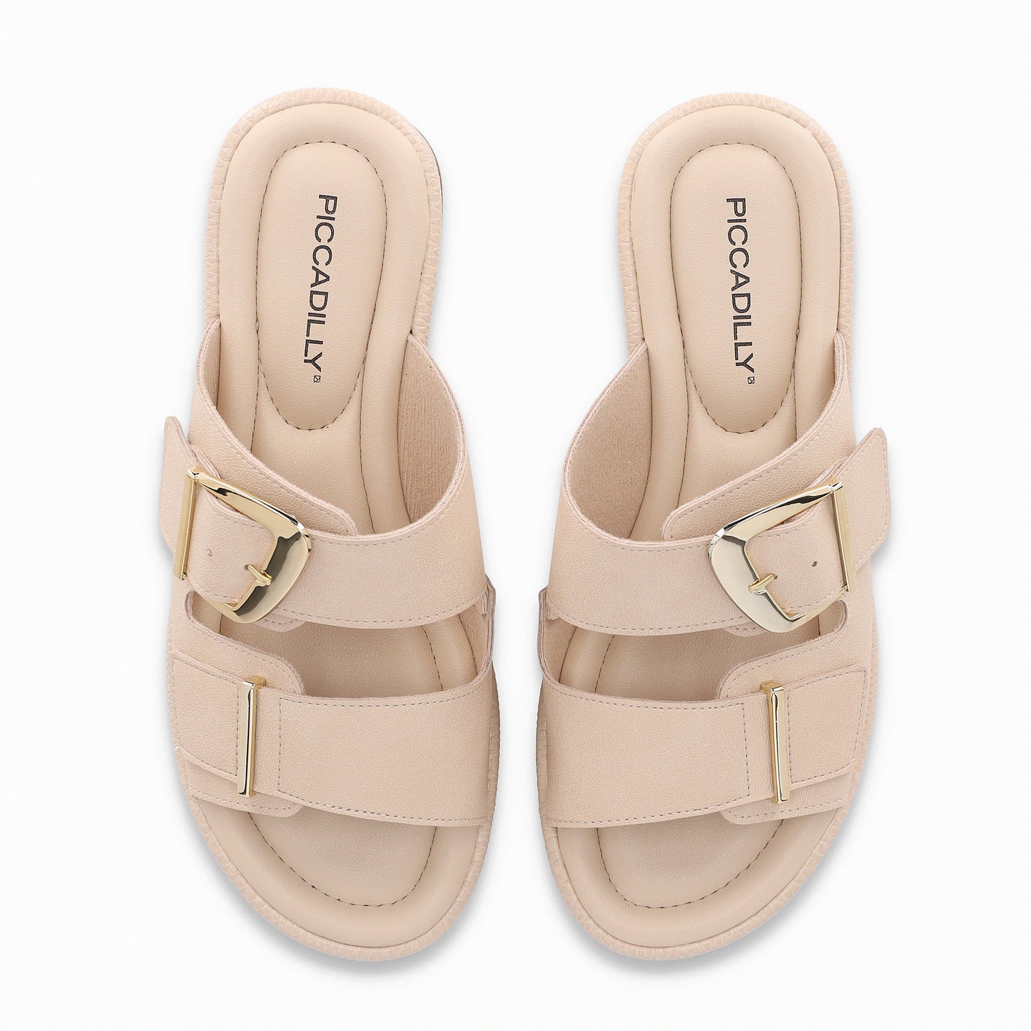 Sandalia corrida con doble hebilla al frente - Contemporanea