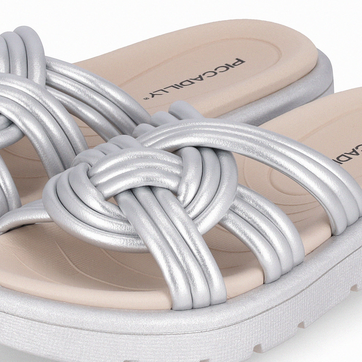 Sandalia casual tiras engarzadas suela mediana – Gabriela