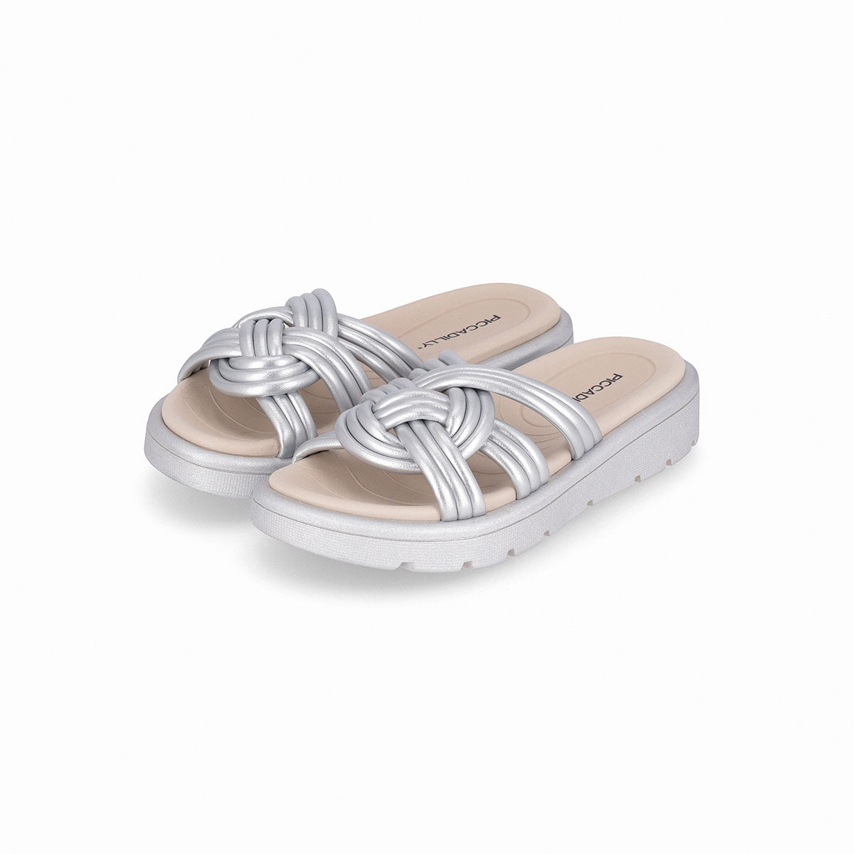 Sandalia casual tiras engarzadas suela mediana – Gabriela