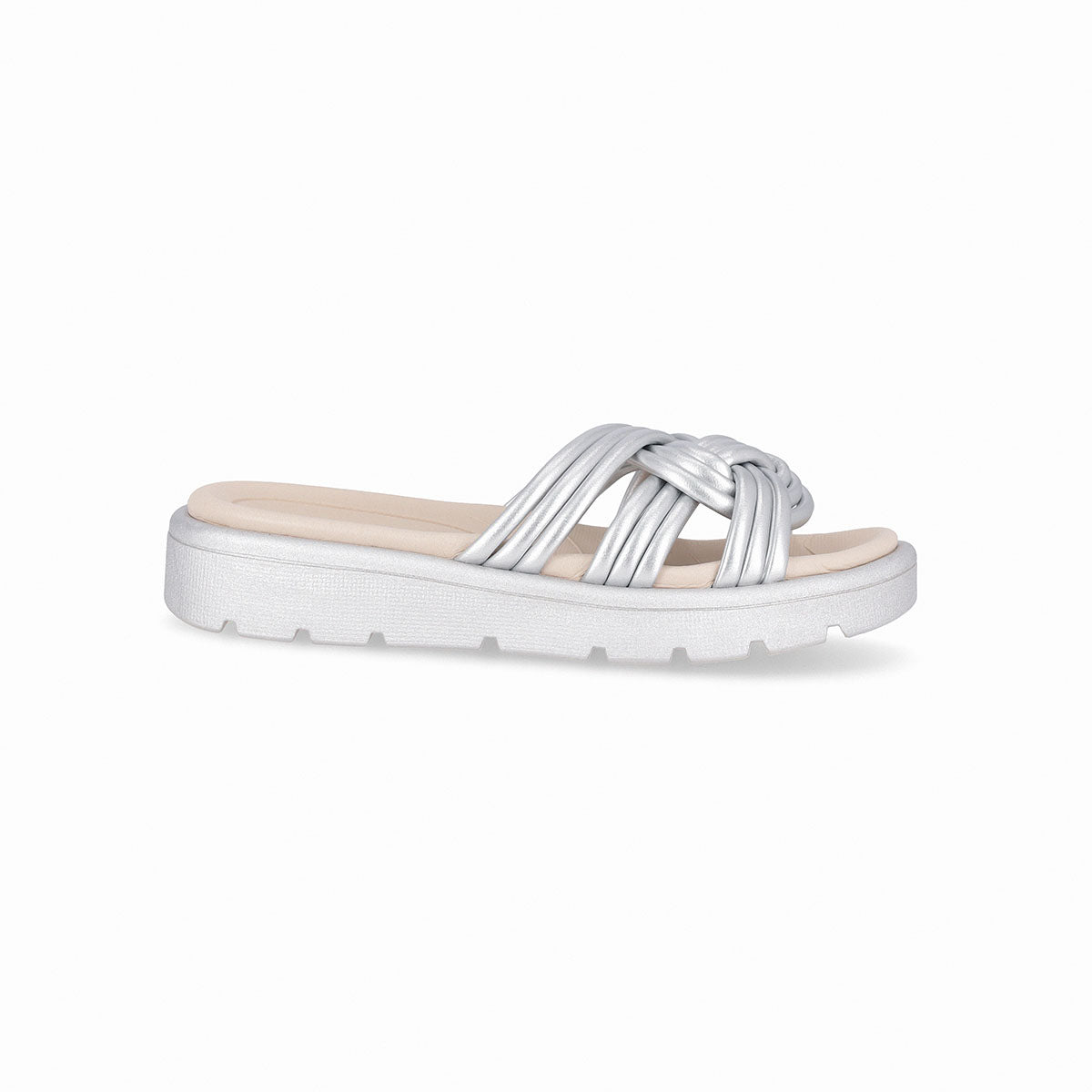 Sandalia casual tiras engarzadas suela mediana – Gabriela