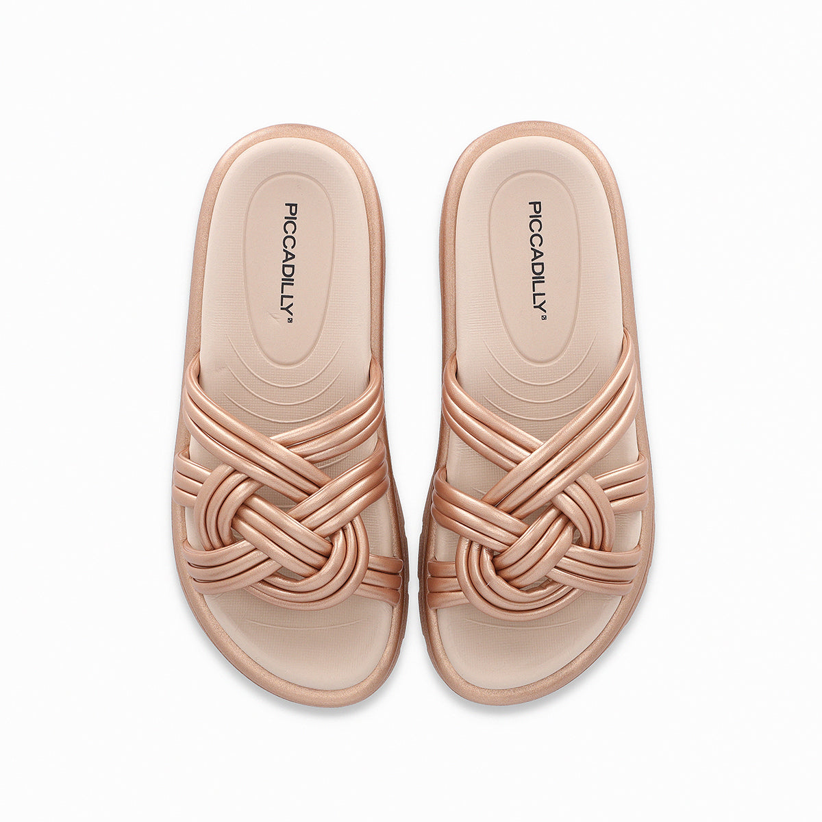 Sandalia casual tiras engarzadas suela mediana – Gabriela