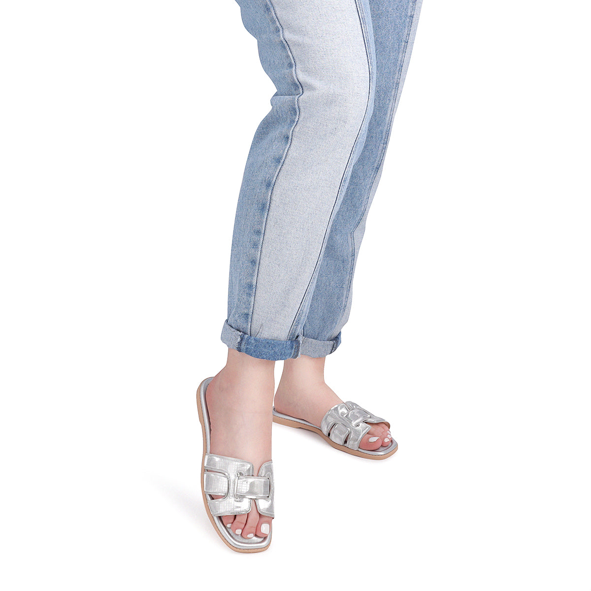 Flat estilo moderno de tiras anchas enlazadas – Gabi