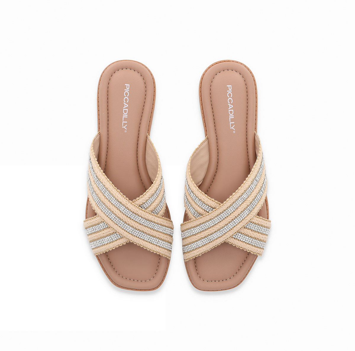 Sandalia estilo moderno de tiras anchas crizado con brillos – Gabi
