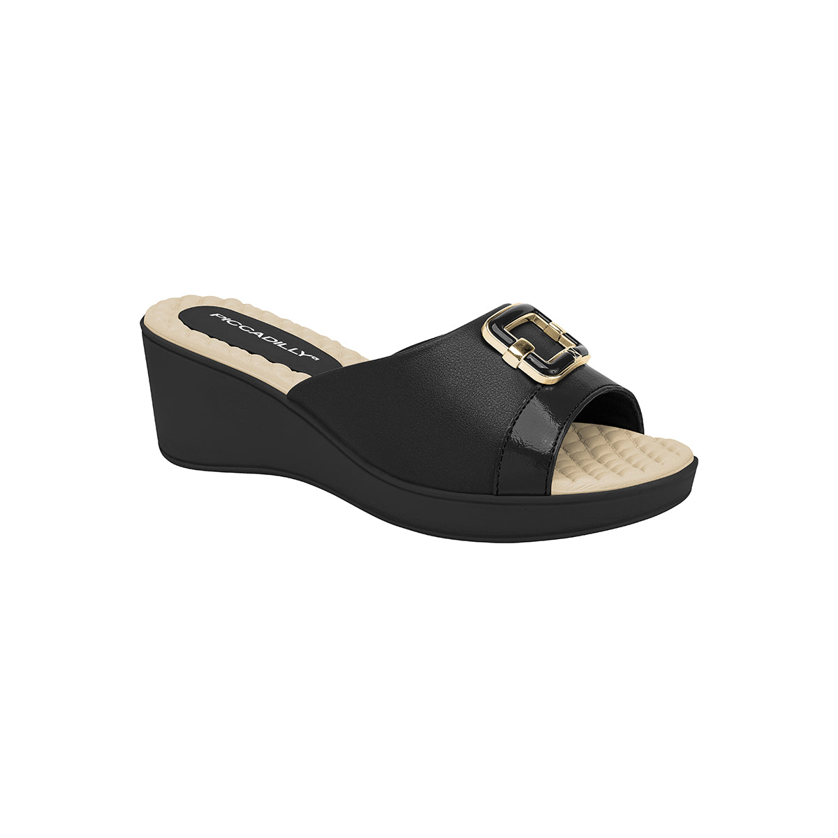 Sandalias abiertos cuña media con hebilla delantera – Cecilia