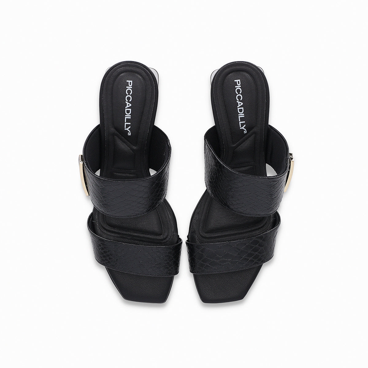 Zueco abierto de dos tiras anchas tacón medio – Renee