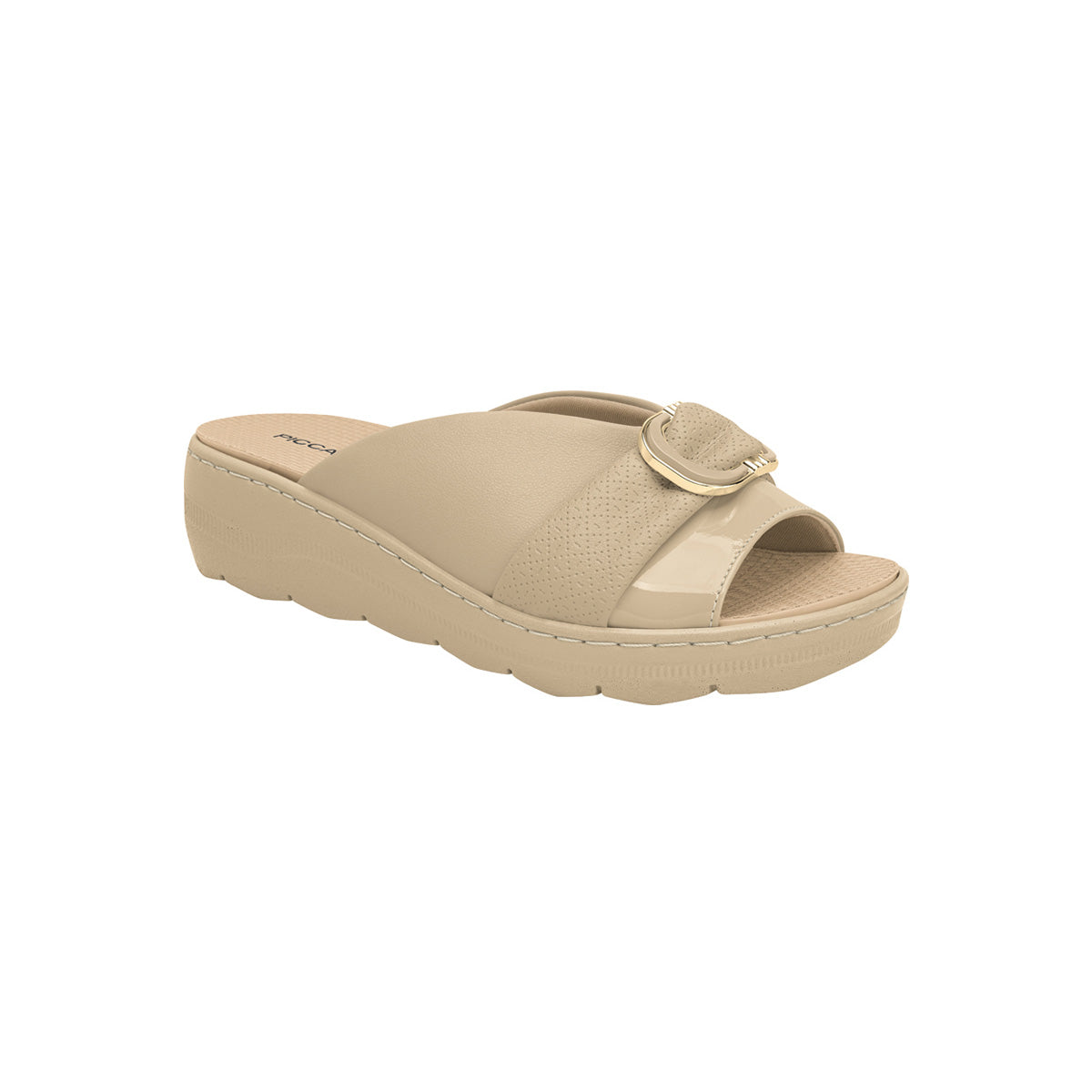 Zueco abierto taco mediano con aplique metálico – SPA