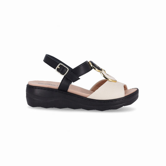 Sandalia cuña media con correa y eslabones – SPA