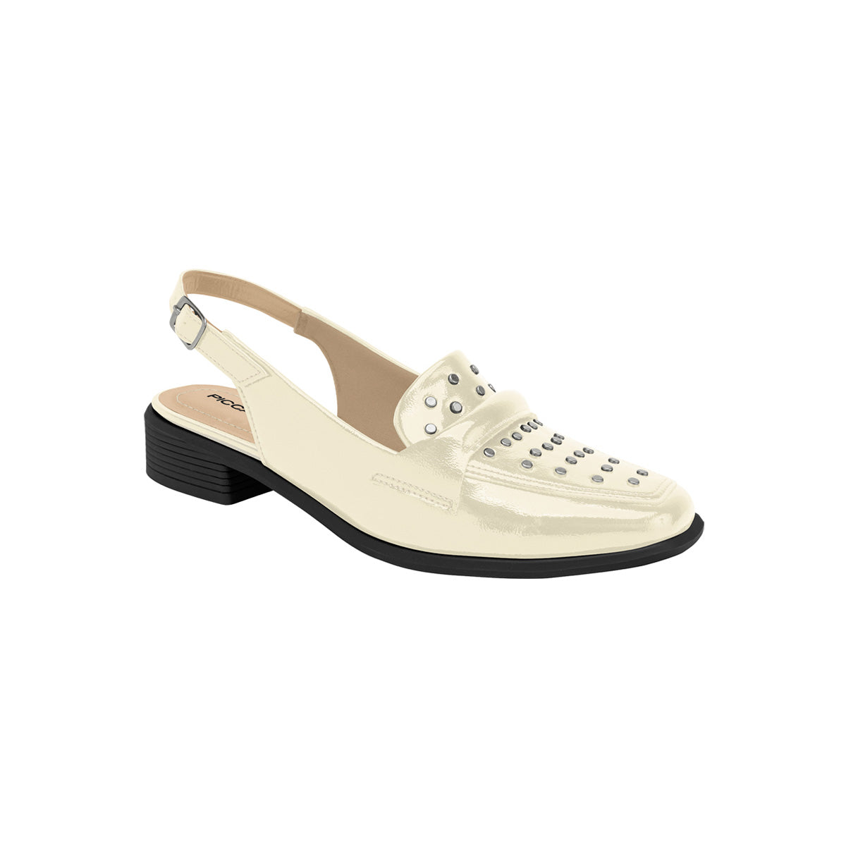 Zapato mule tacón bajo semiabierto y estoperoles – Giovanna