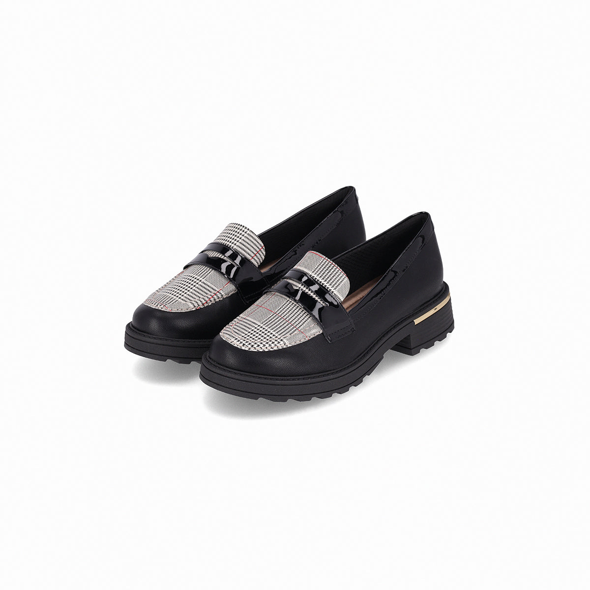 Mocasín tacón medio con detalle dorado – Gisa