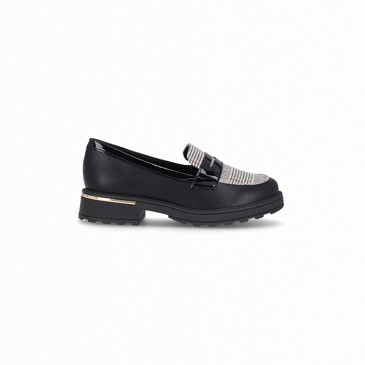 Mocasín tacón medio con detalle dorado – Gisa
