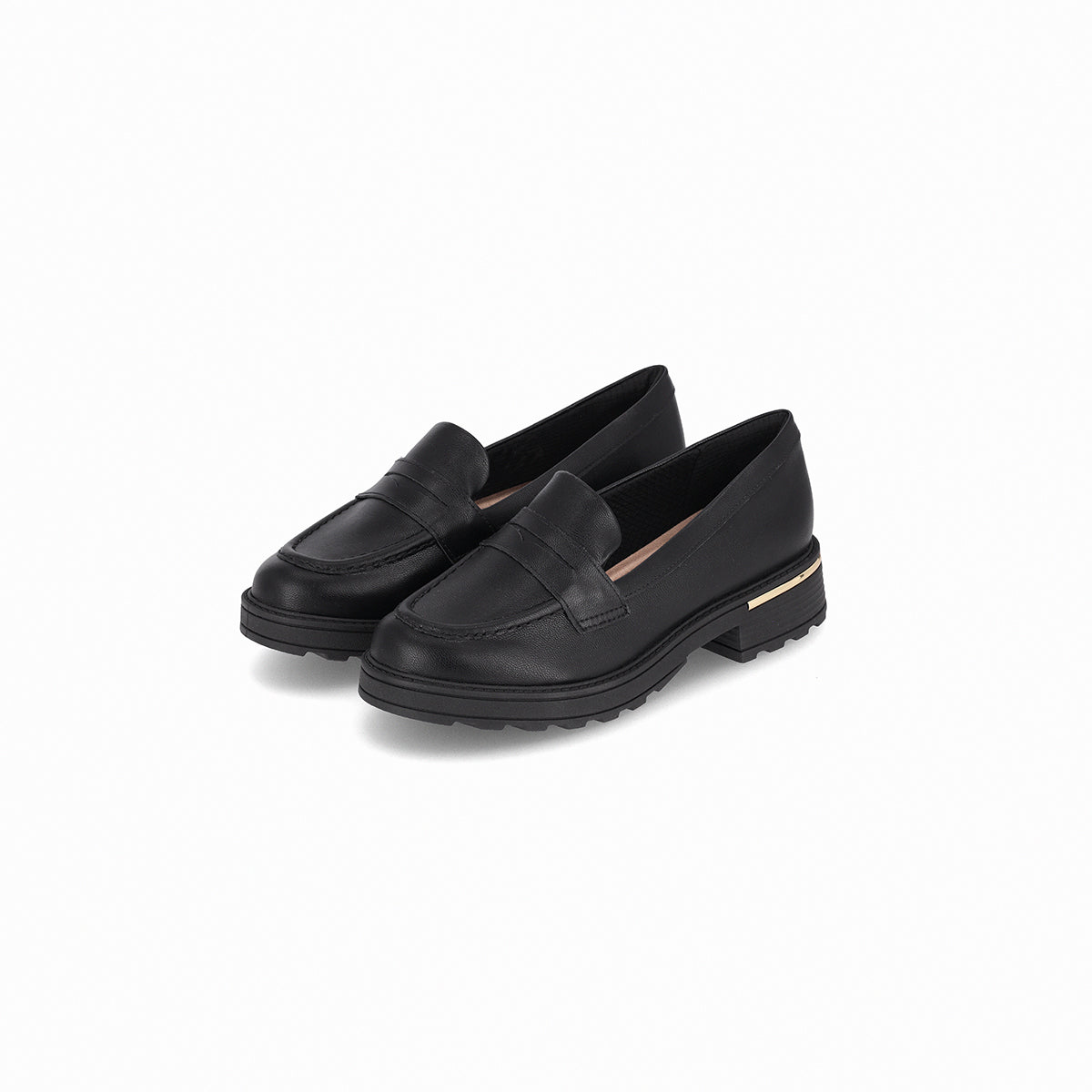 Mocasín tacón medio con detalle dorado – Gisa