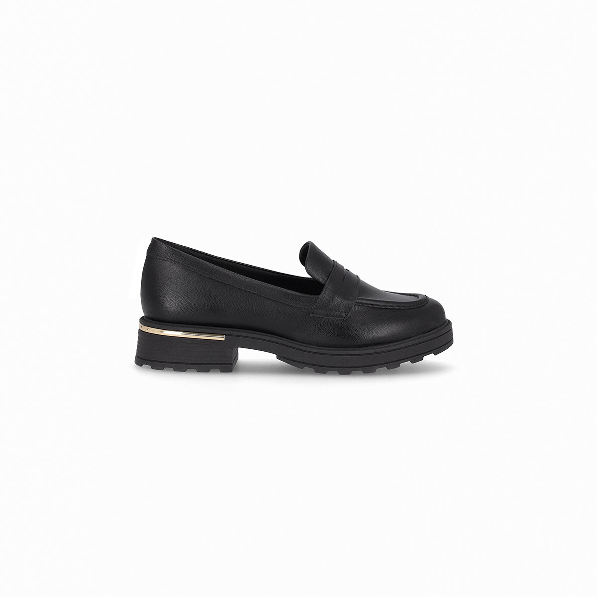 Mocasín tacón medio con detalle dorado – Gisa
