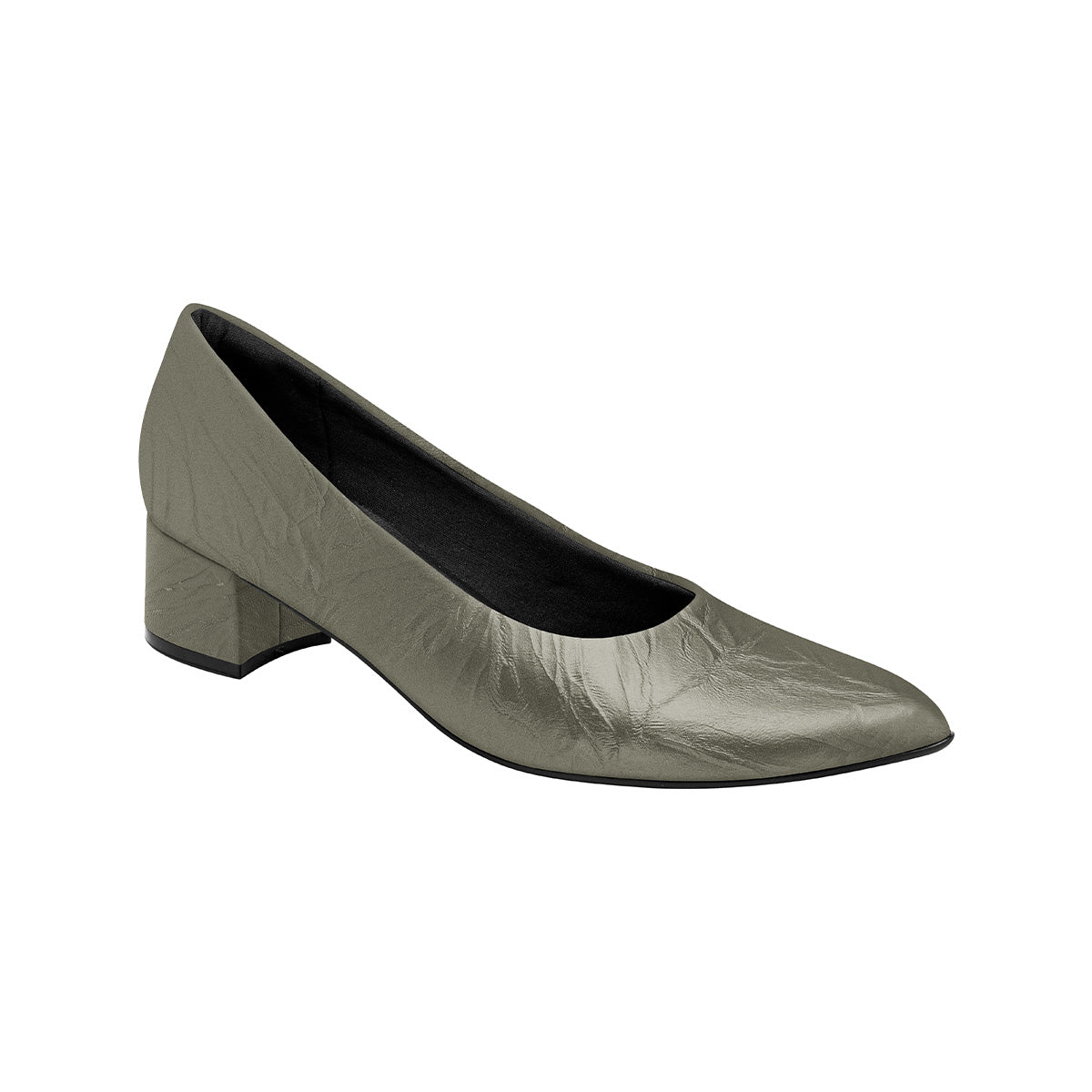 Zapatilla de tacón medio 3.5 cm con puntera almendrada y acabado texturizado para mujer color pewter