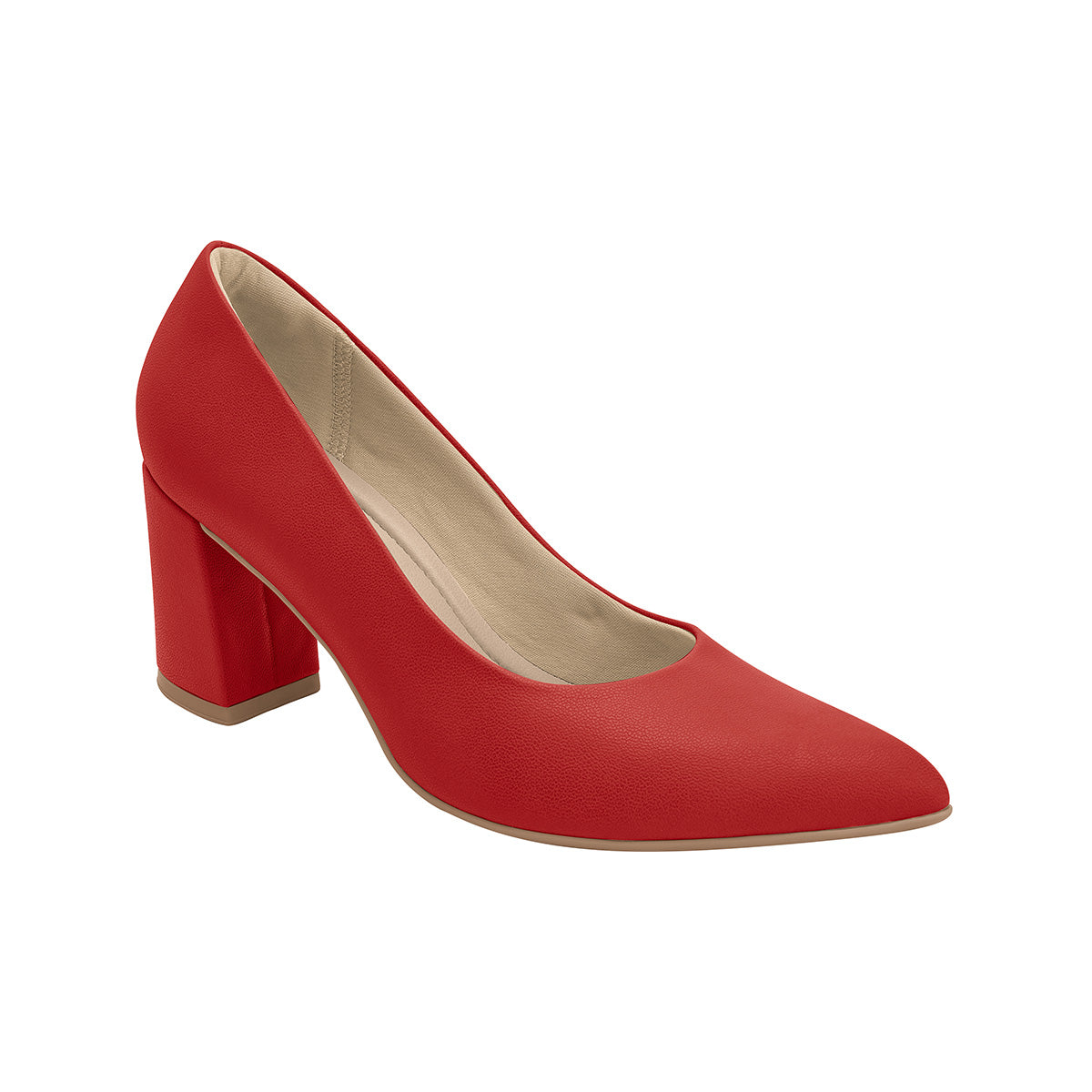 Zapatilla dama de tacón alto cuadrado y puntera almendrada color rojo