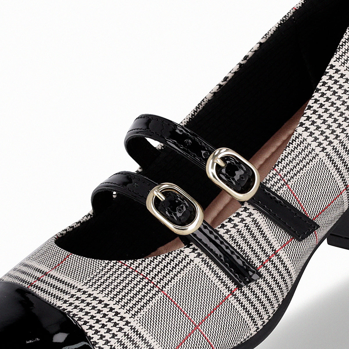 Zapatilla cap toe estilo Mary Jane tacón medio – Estela