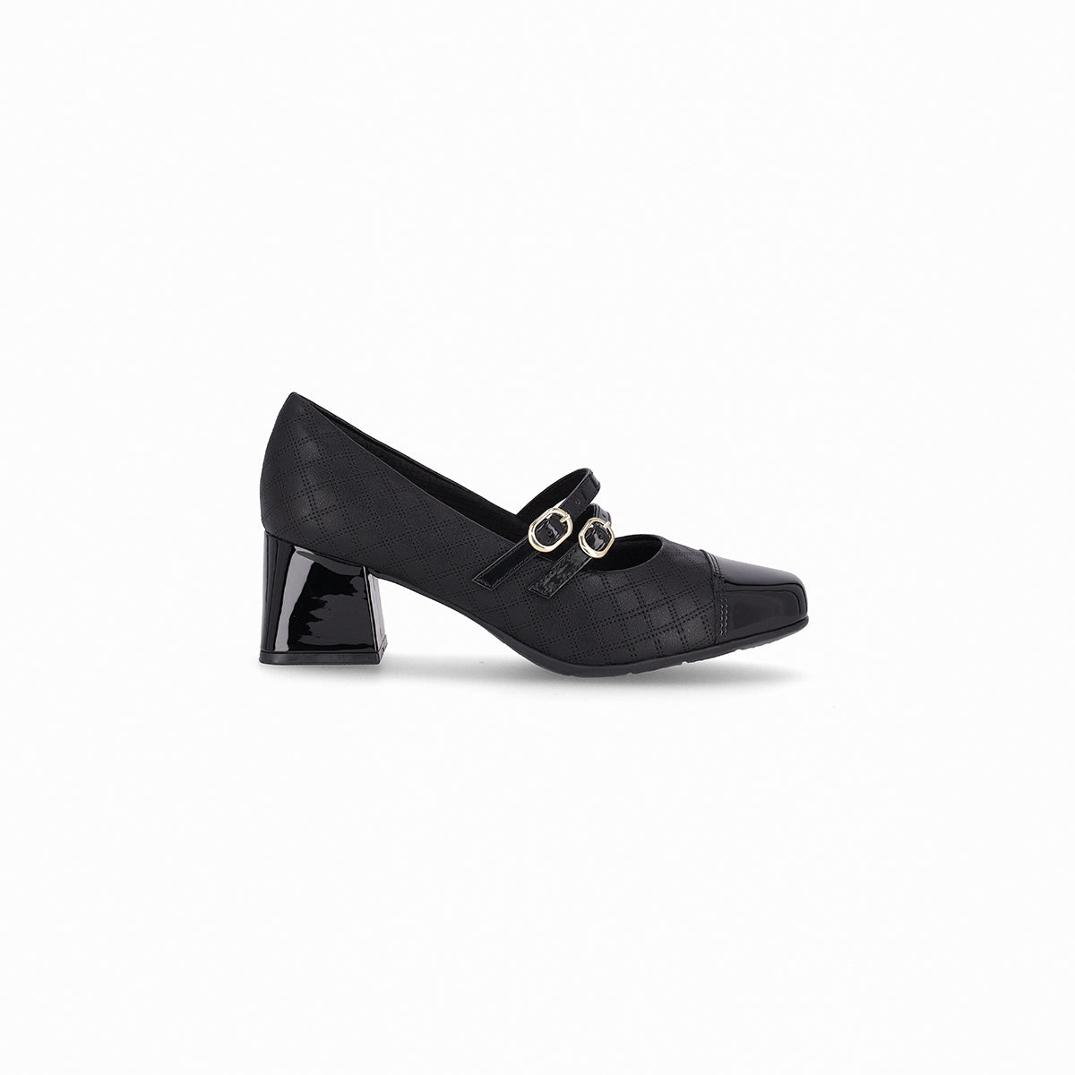 Zapatilla cap toe estilo Mary Jane tacón medio – Estela