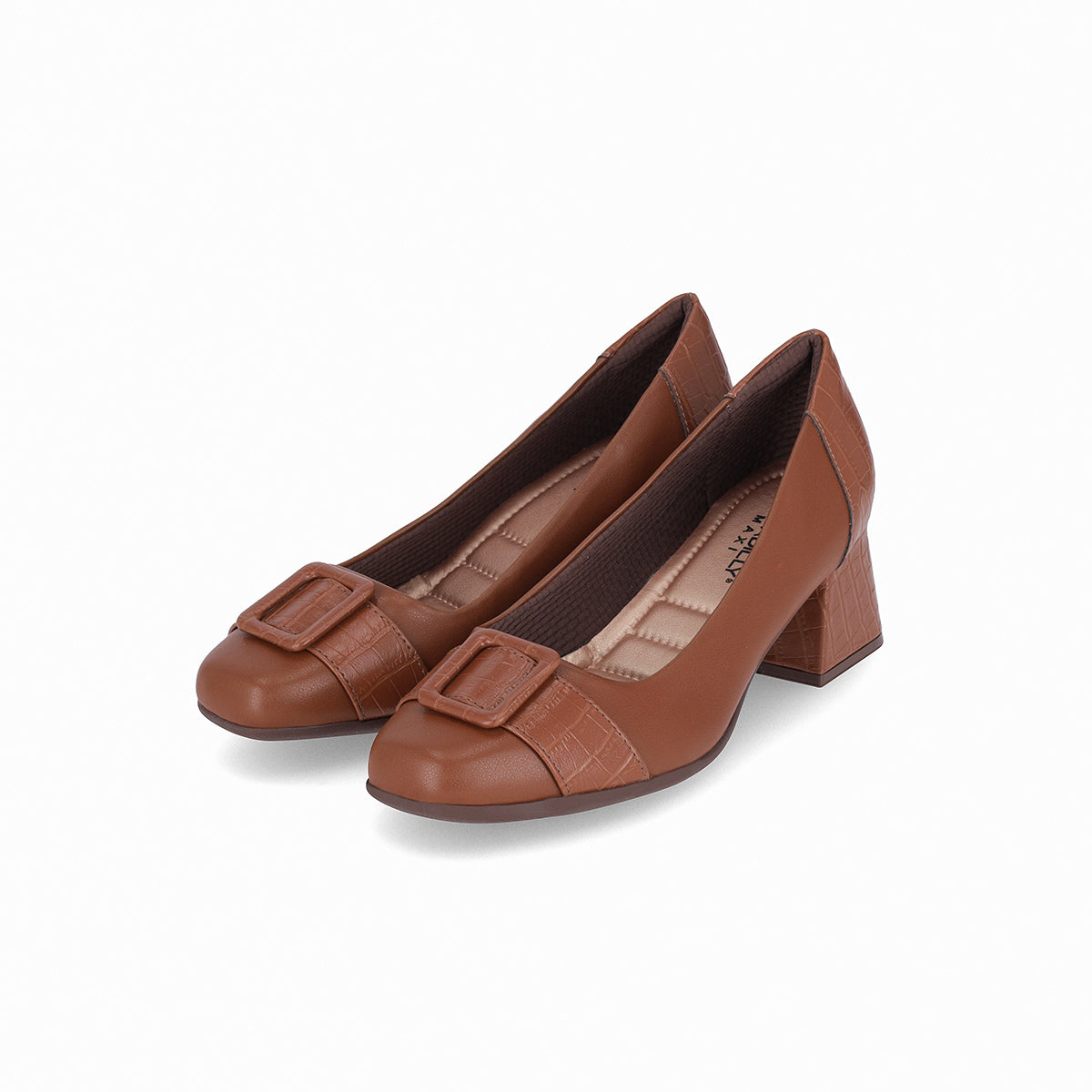 Zapatilla de tacón medio con hebilla croco – Estela