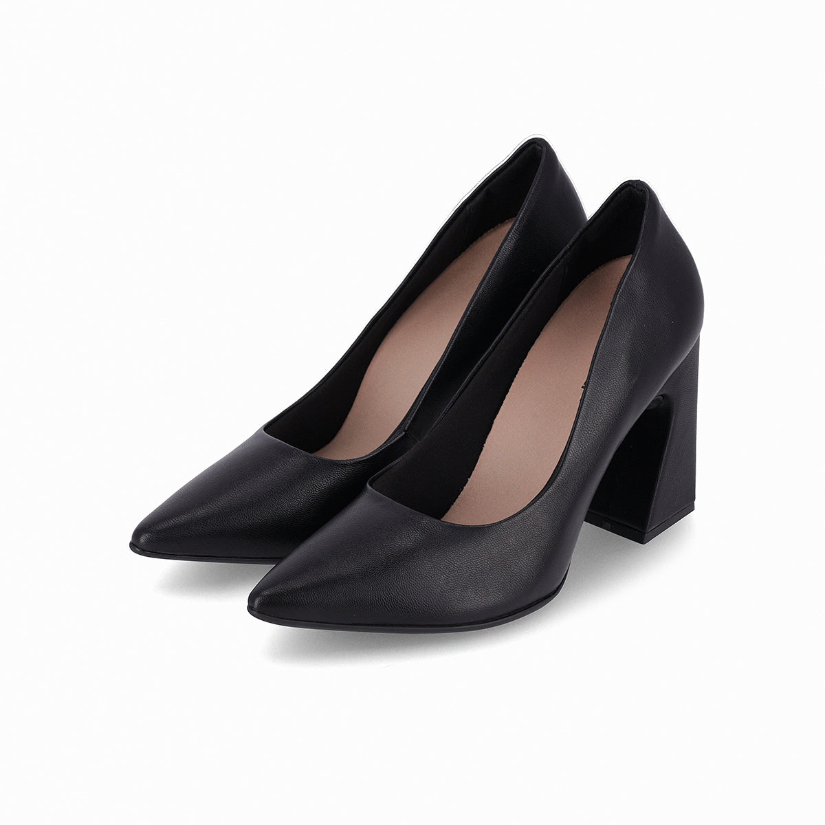 Zapatillas negras de tacón alto con forma de campana 9 cm para mujer