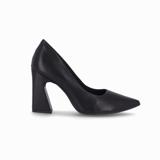Zapatilla negra de tacón alto con forma de campana 9 cm para mujer