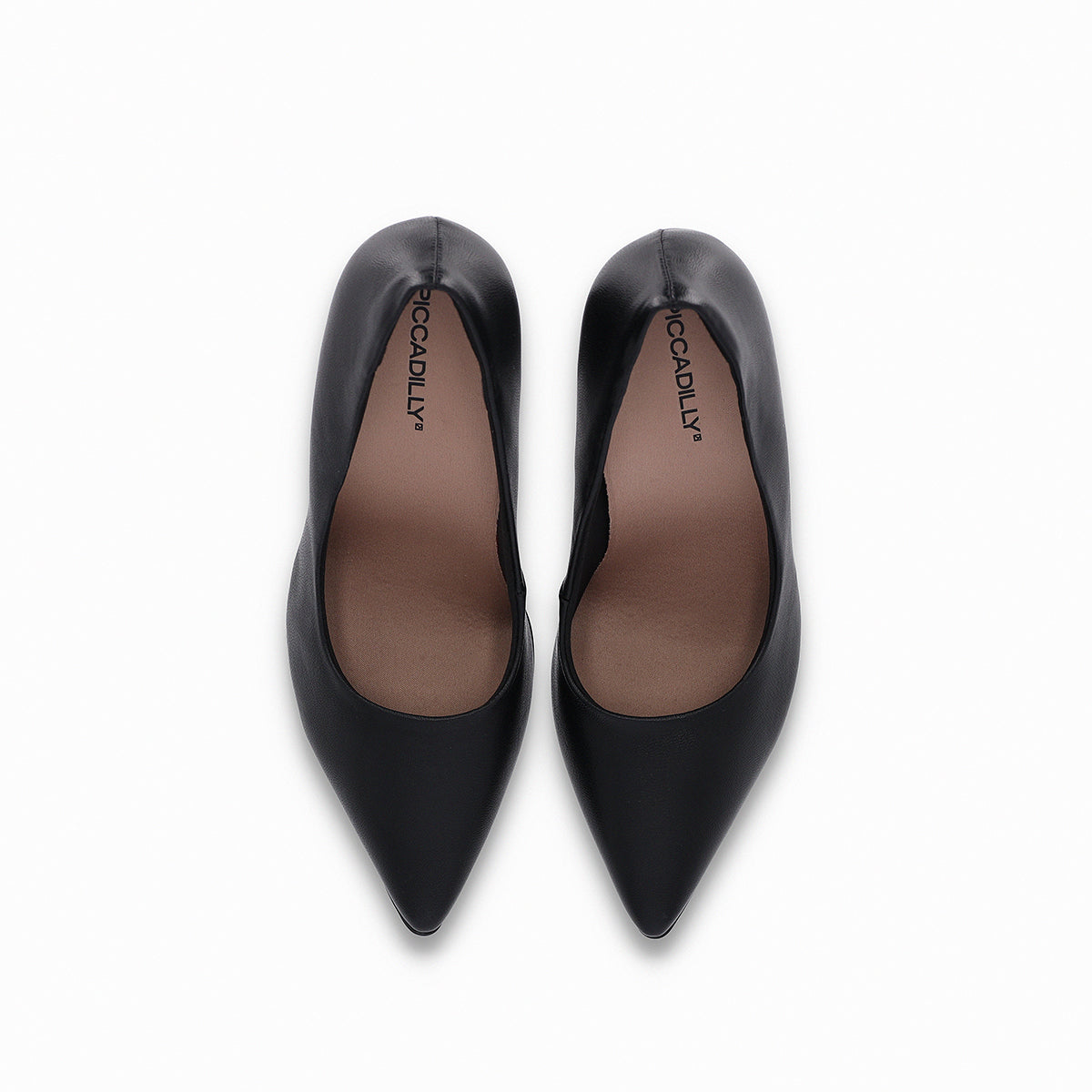 Zapatillas negras de tacón alto con forma de campana 9 cm para mujer puntera en punta