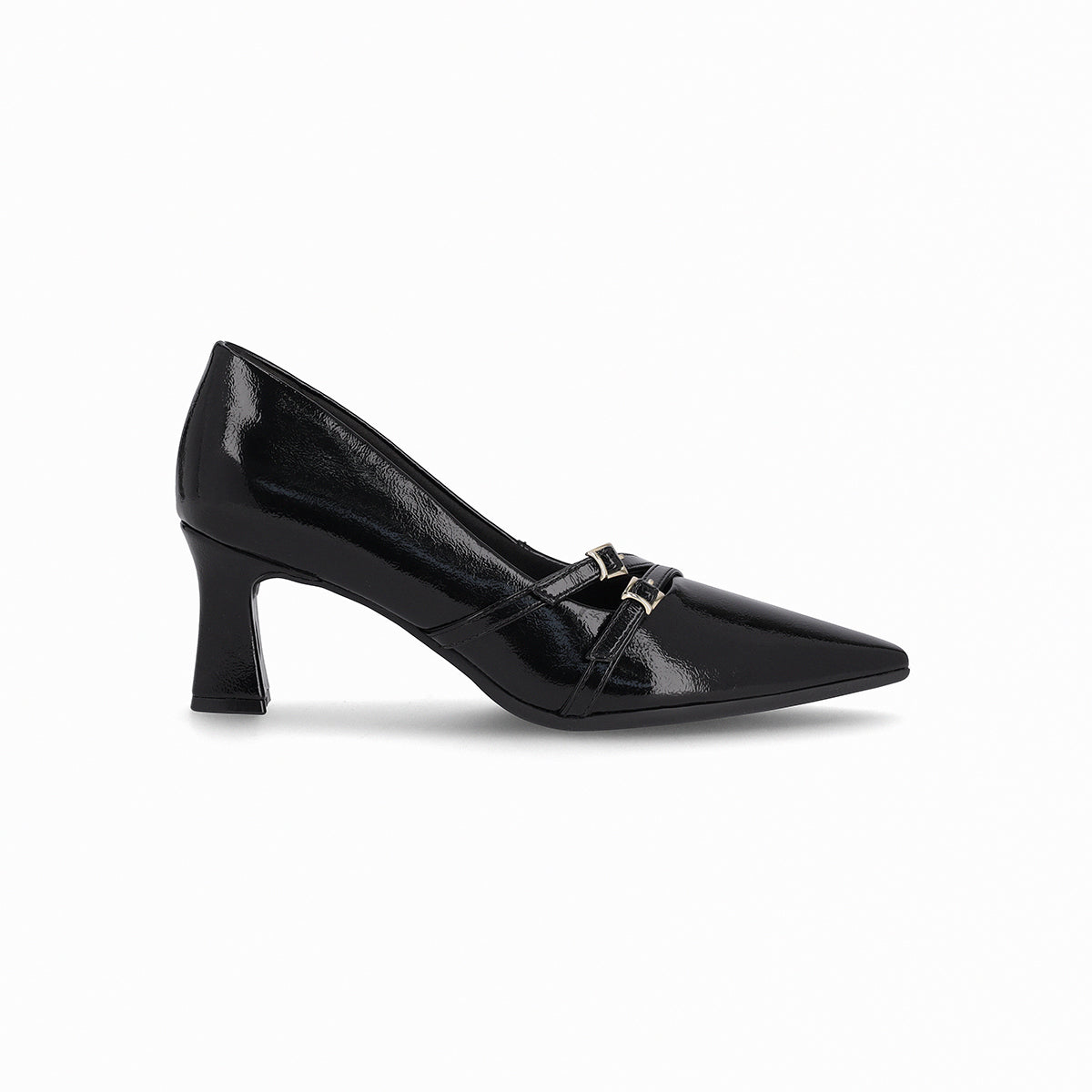 Zapato dama tipo stiletto tacón alto con correas cruzadas color negro