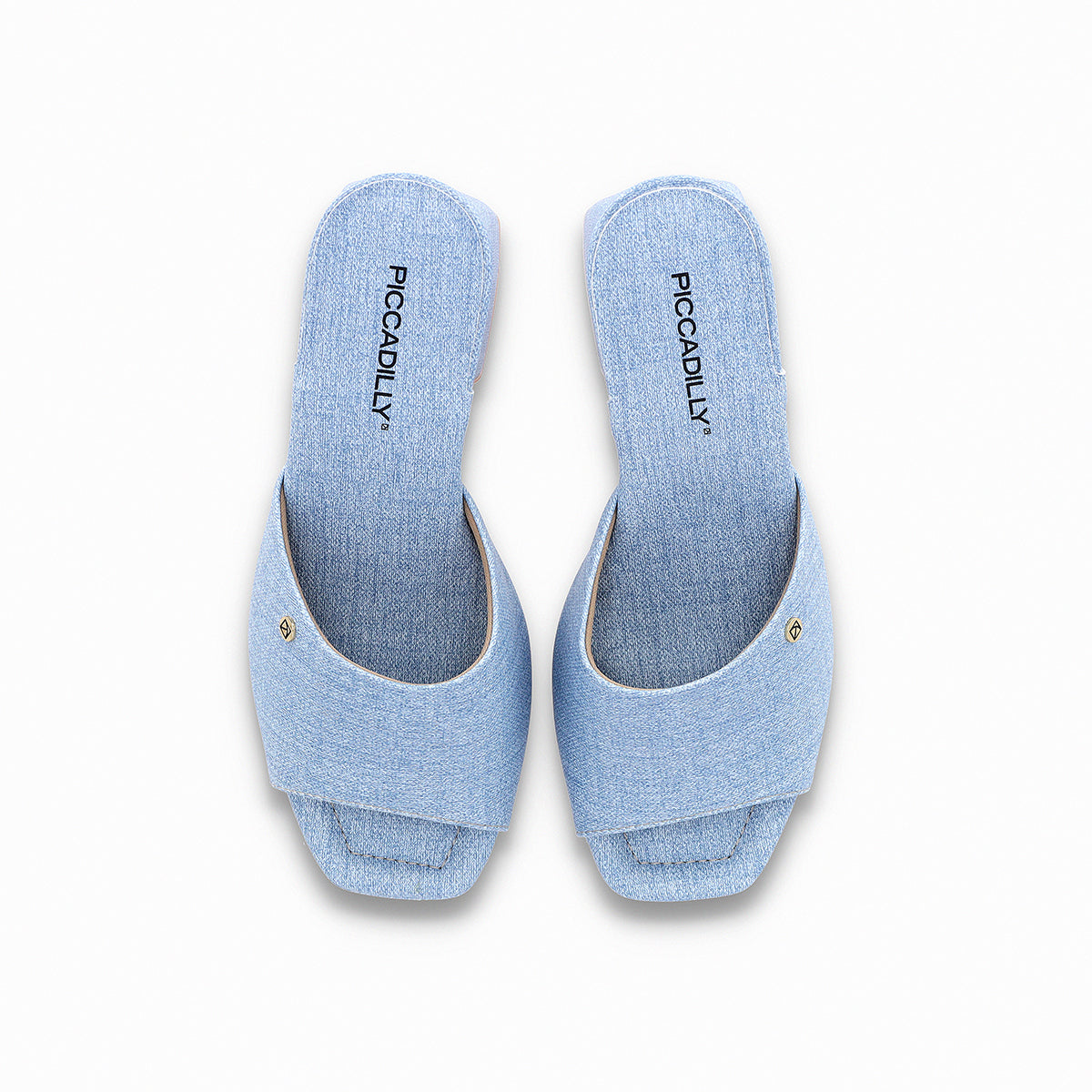 Sandalias de vestir color azul tacón alto cuadrado para mujer vista desde arriba