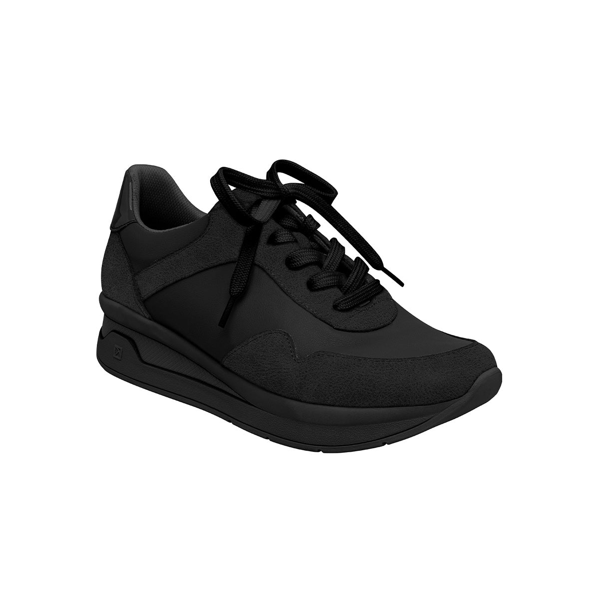 Tenis color negro deportivos con imanes para mujer, colección Jessica. Cuña media 4 cm, tecnología Energy. Cómodos, suela adherente y amortiguación.