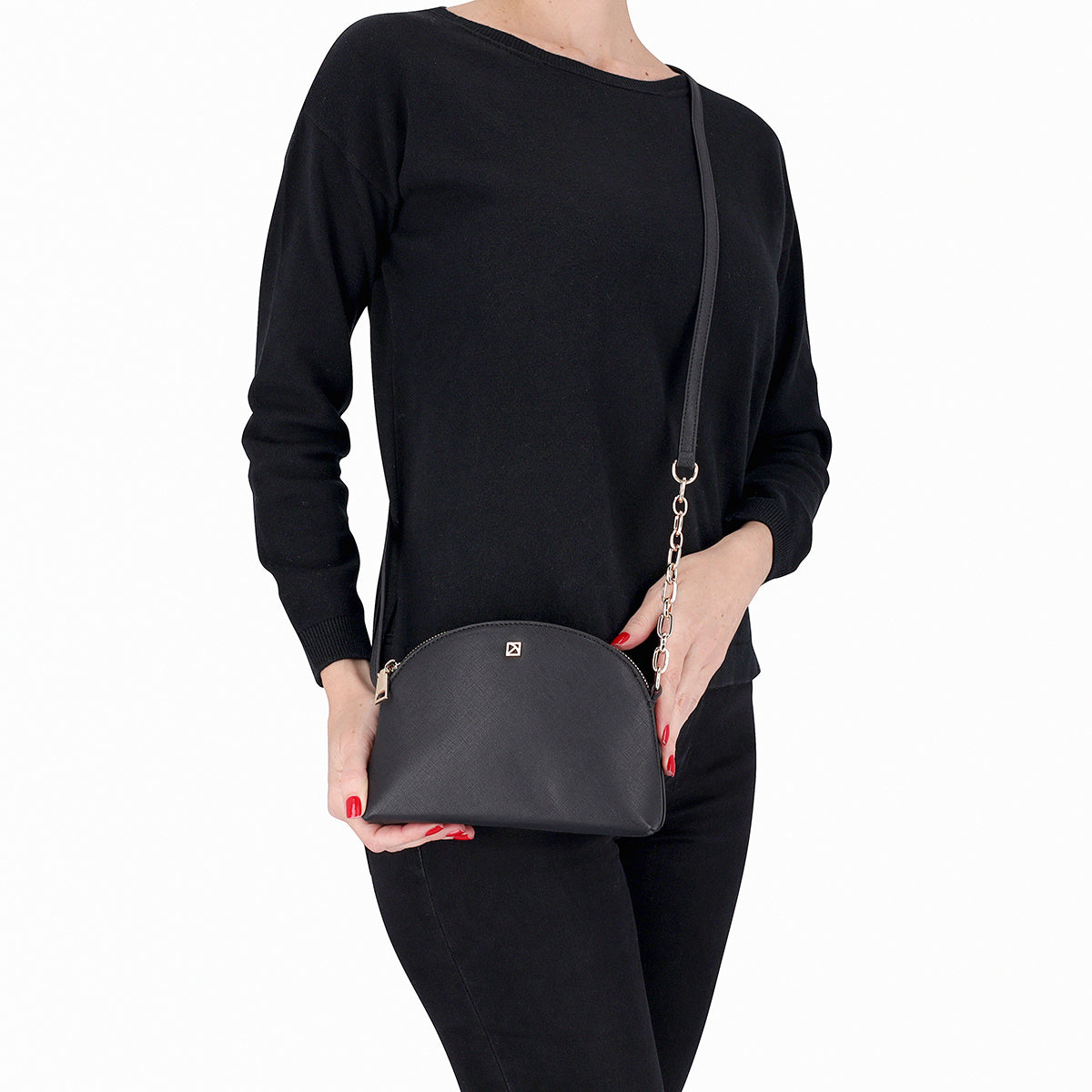 Bolsa crossbody de asa dual con cadena