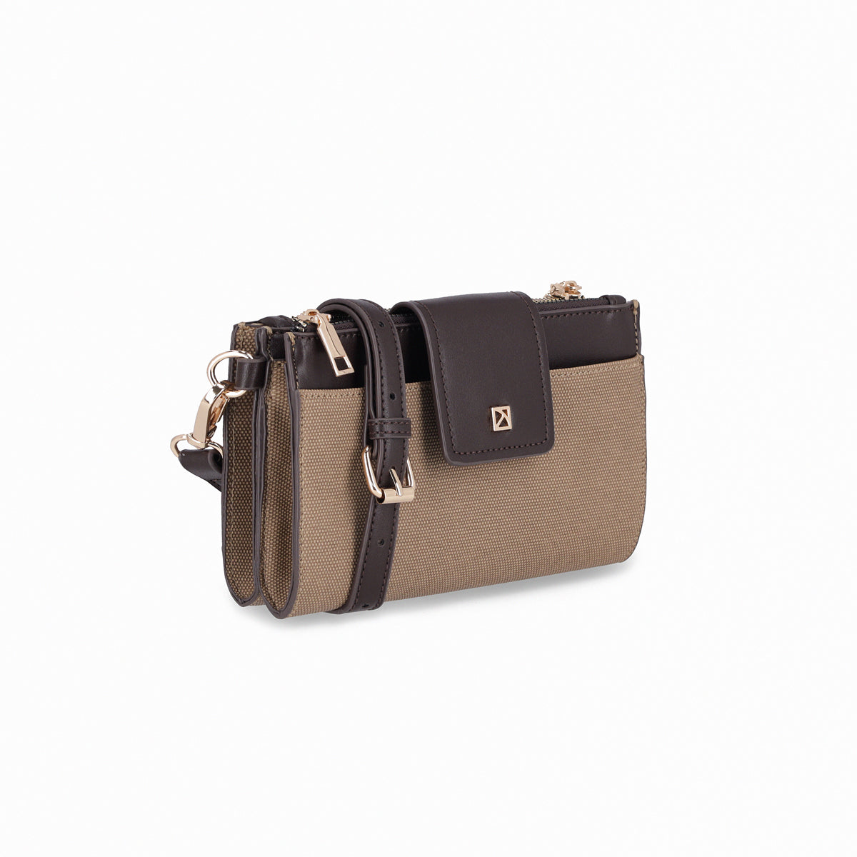 Bolsa crossbody con textura y cuatros compartimentos