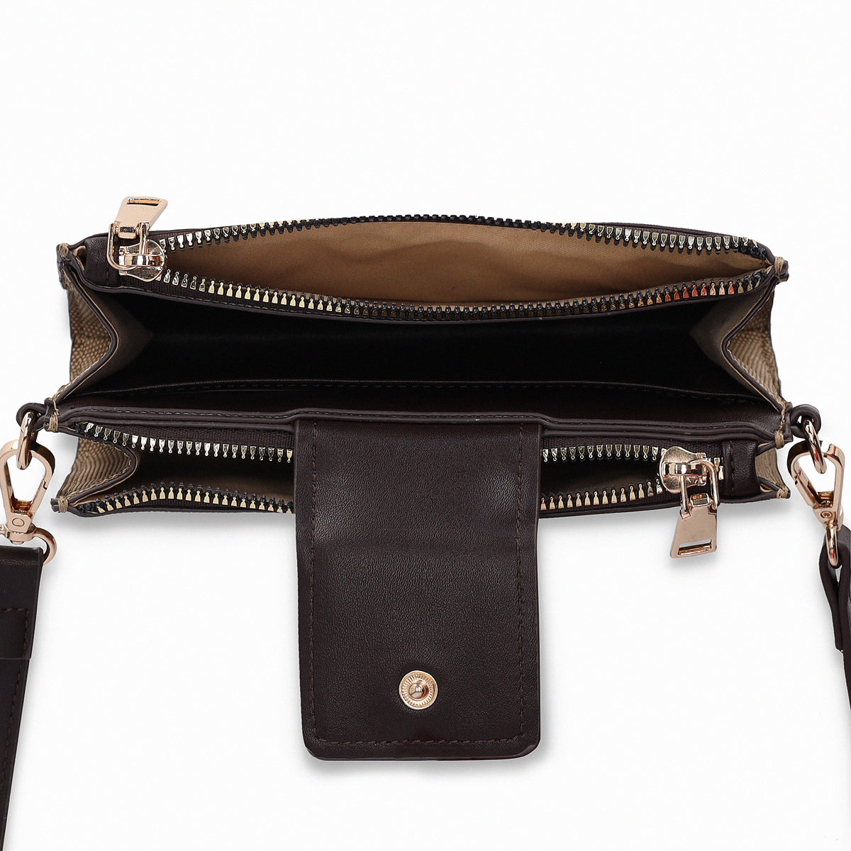 Bolsa crossbody con textura y cuatros compartimentos