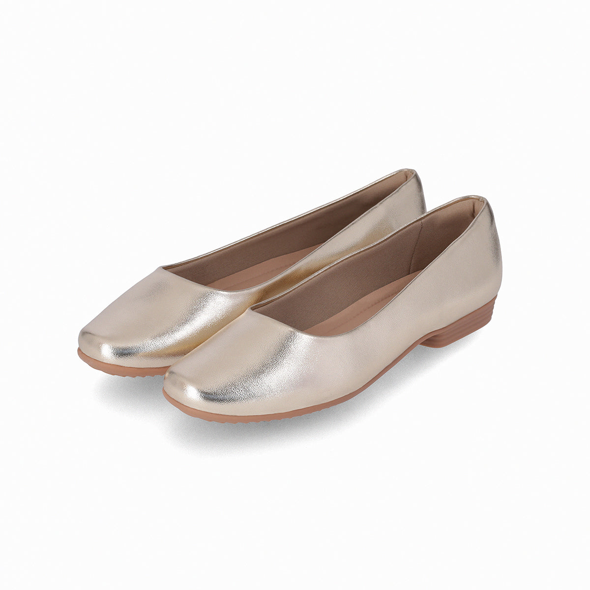 balerina basica raquel de tacon bajo para el diario para mujer oro