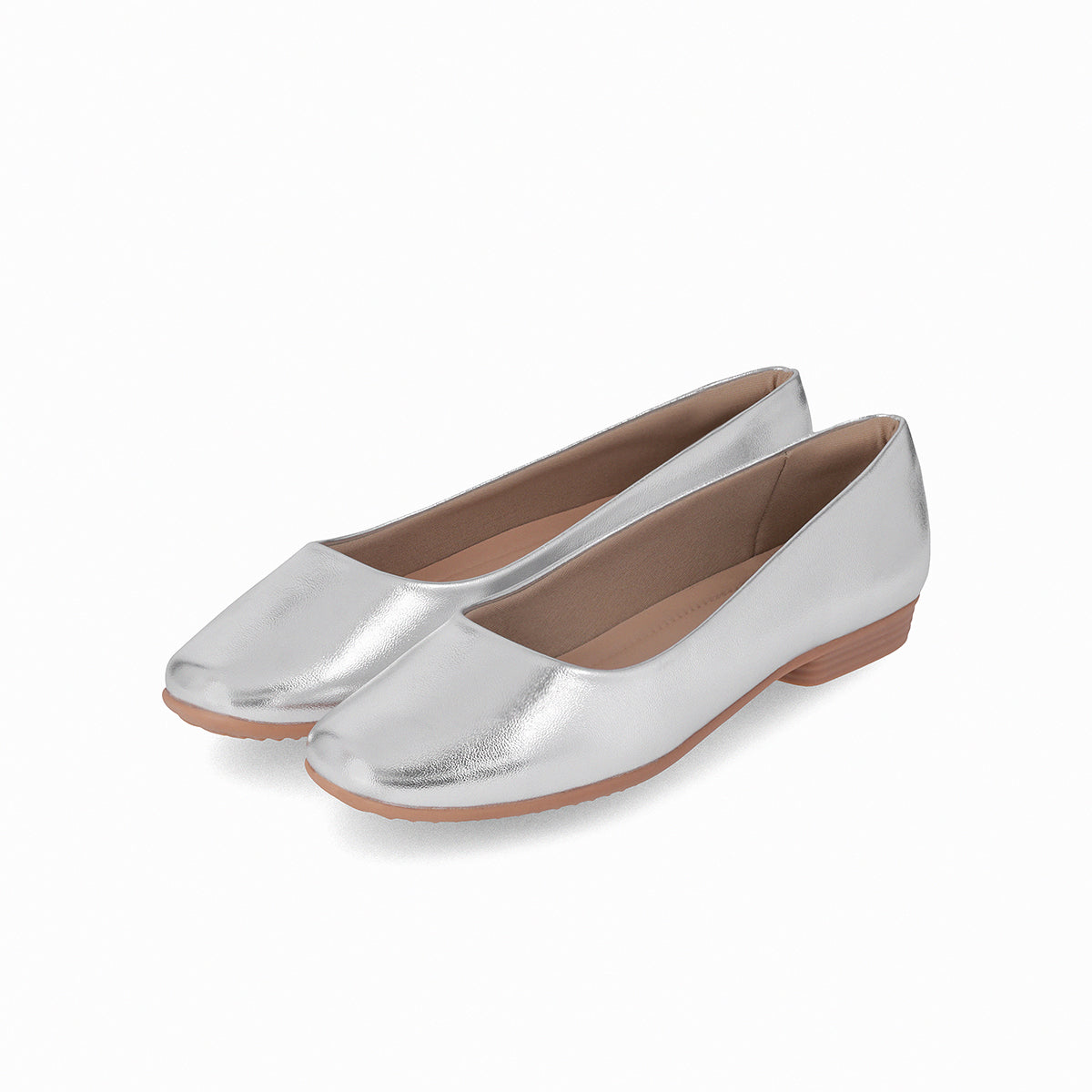 balerina basica raquel de tacon bajo para el diario para mujer plata