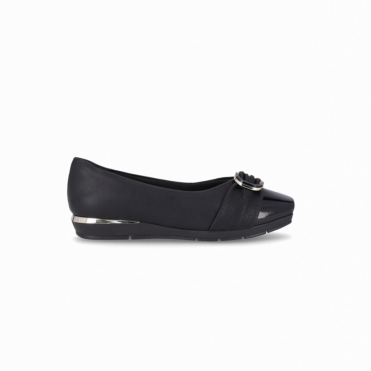 balerina fernanda de tacon bajo para juanetes con cinto decorativo para mujer negro