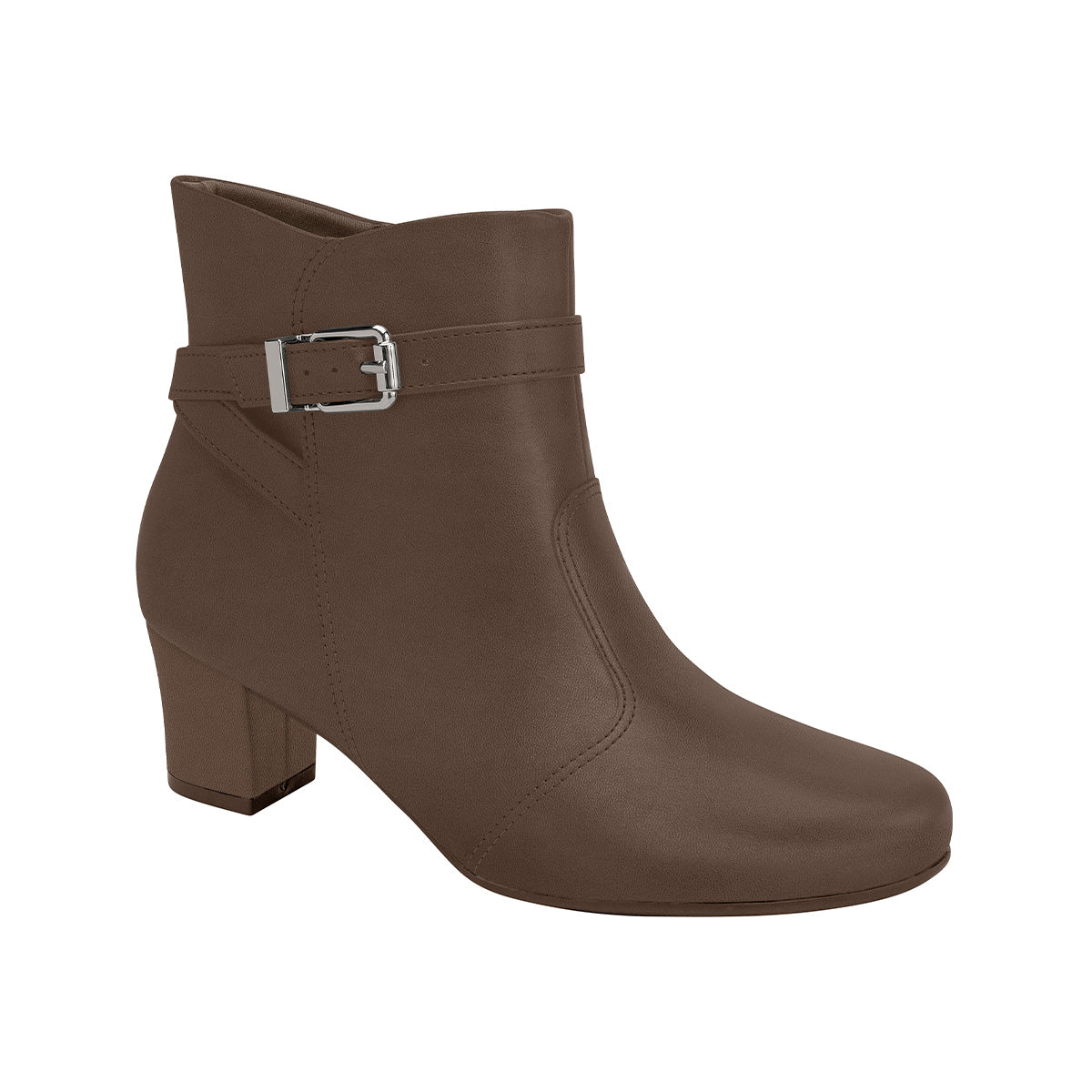 bota laura al tobillo de tacon grueso medio con hebilla para mujer cafe