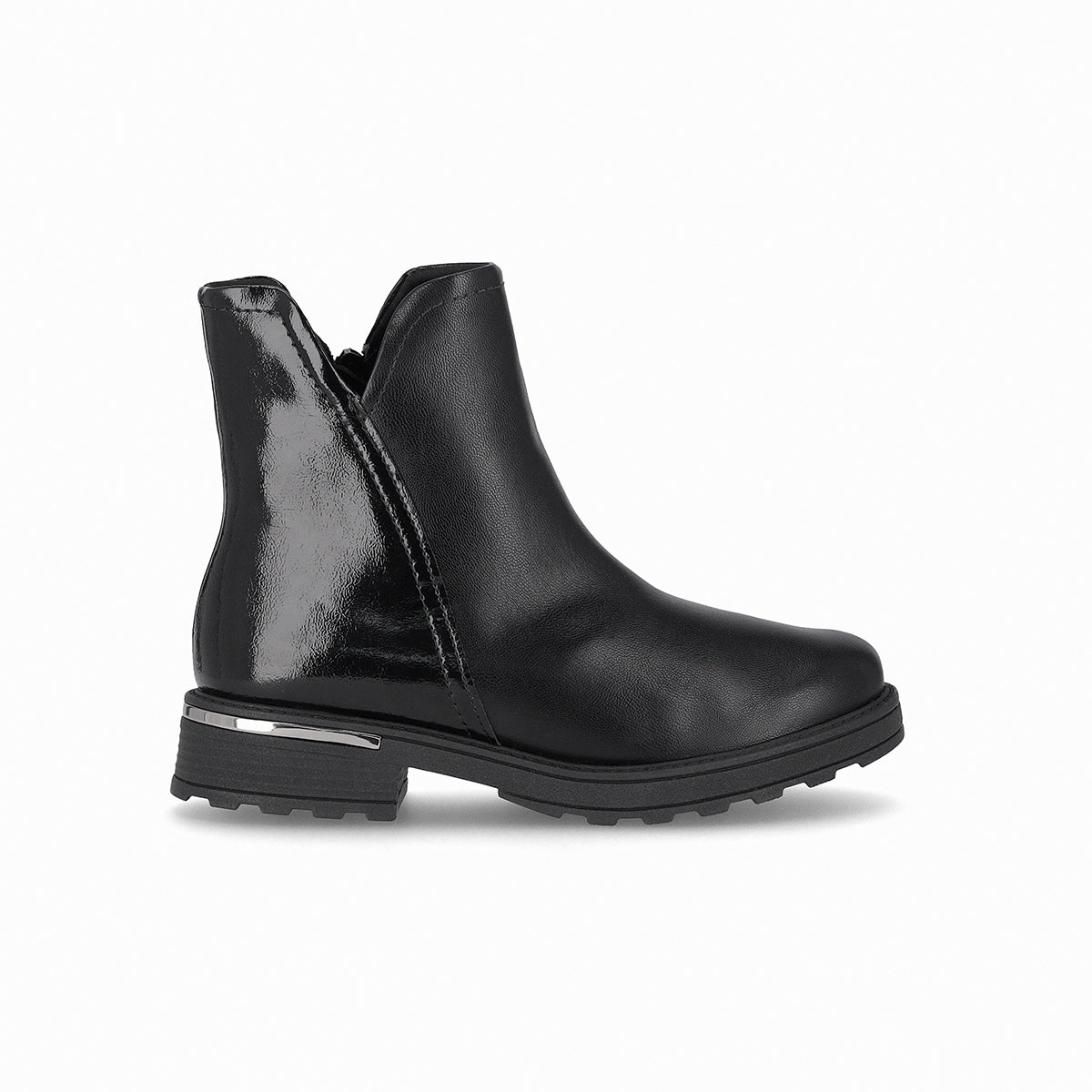 botin casual gisa al tobillo de tacón bajo doble textura para mujer negro