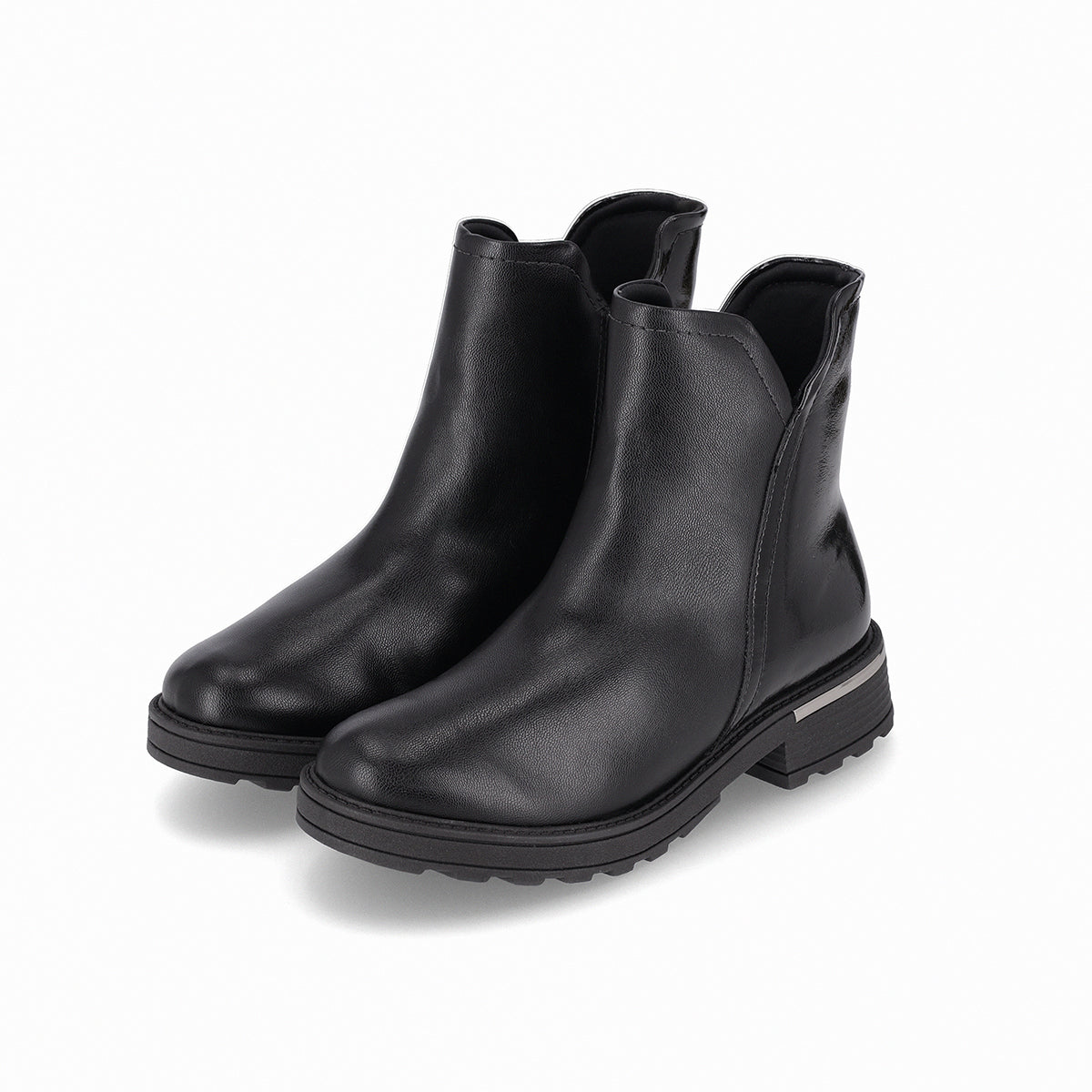 botin casual gisa al tobillo de tacón bajo doble textura para mujer negro