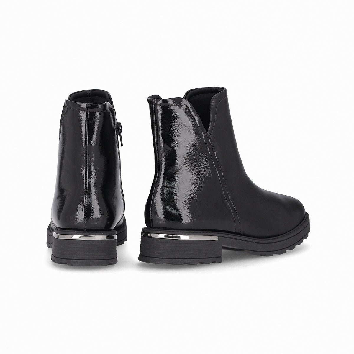 botin casual gisa al tobillo de tacón bajo doble textura para mujer negro