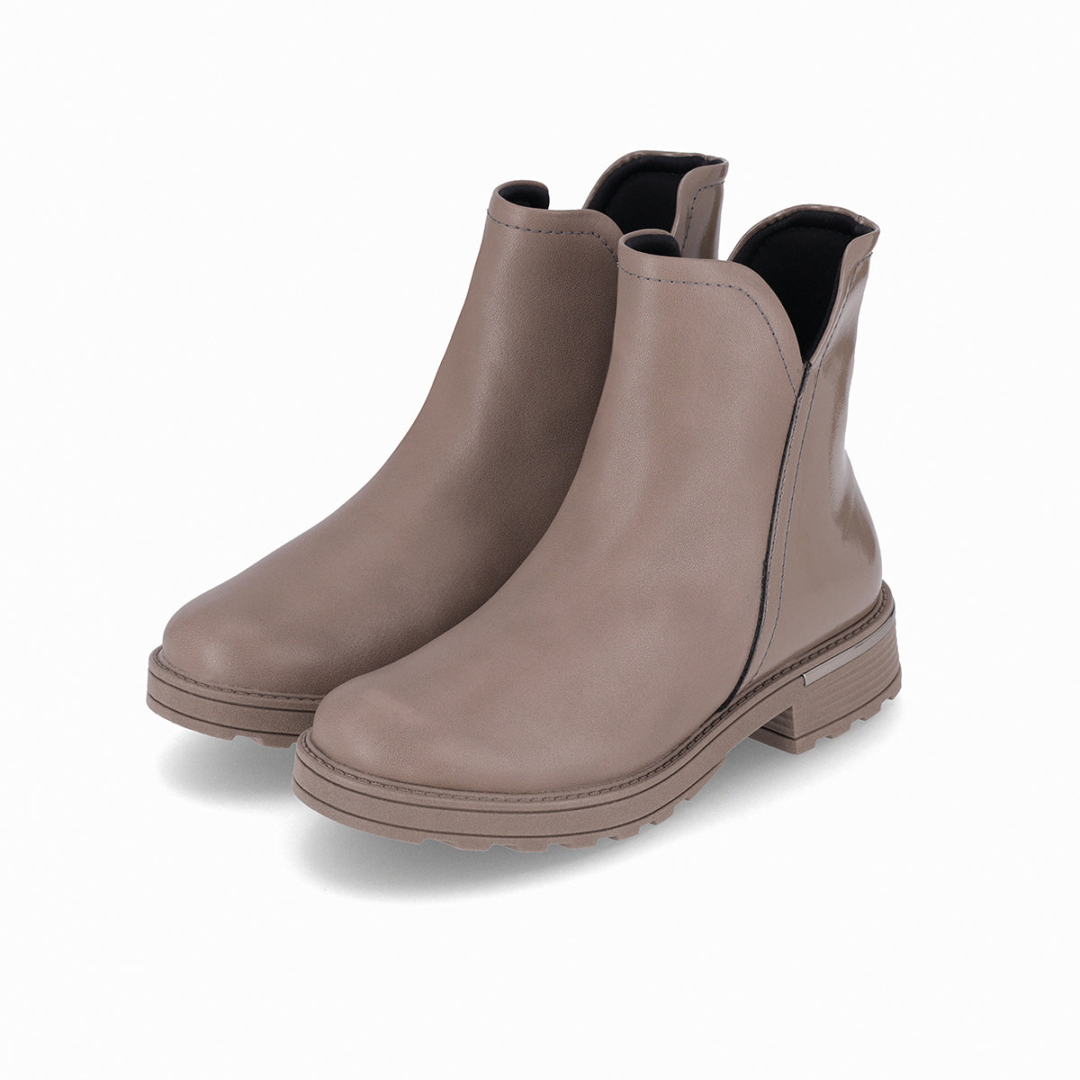 botin casual gisa al tobillo de tacón bajo doble textura para mujer taupe