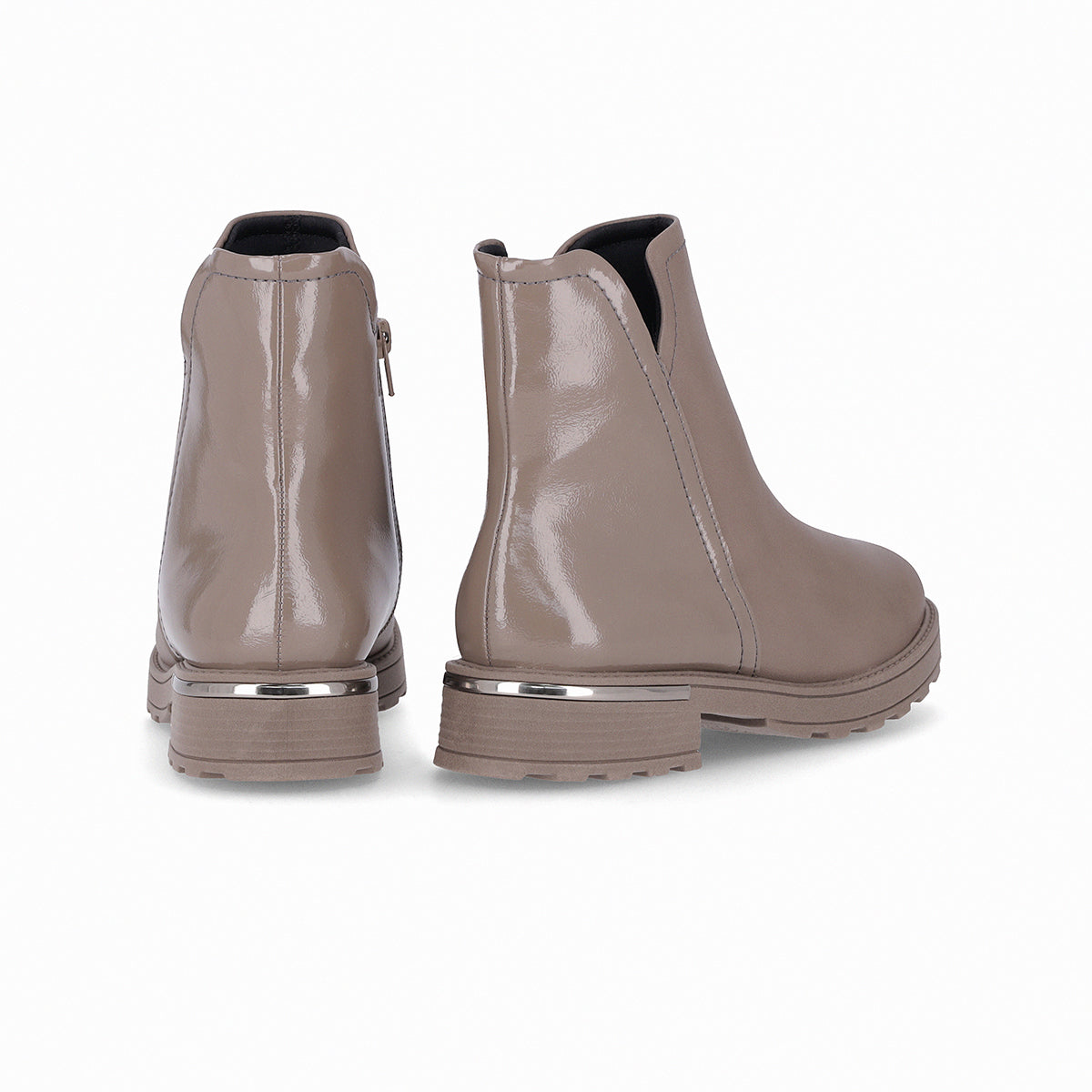 botin casual gisa al tobillo de tacón bajo doble textura para mujer taupe