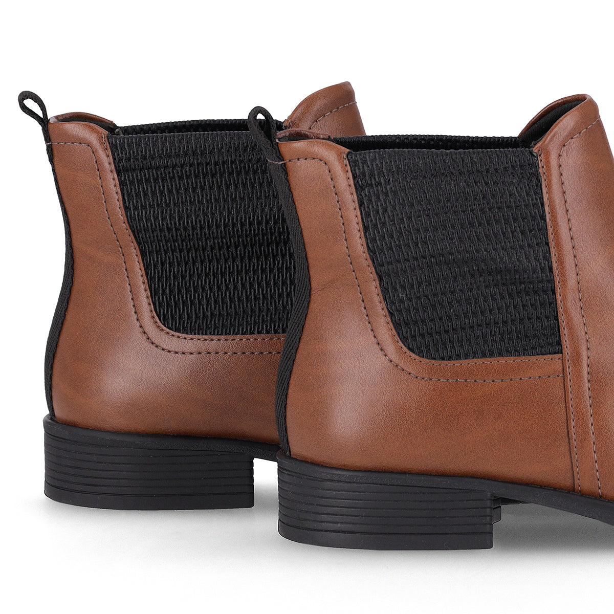 botín casual leci al tobillo de tacón bajo con elástico café