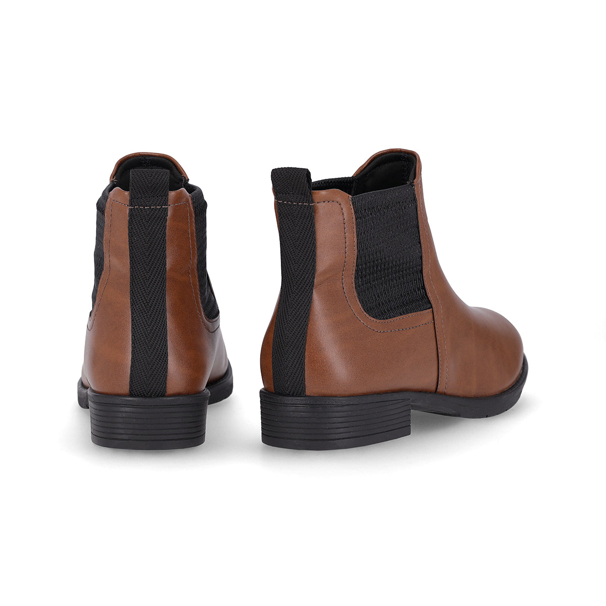 botín casual leci al tobillo de tacón bajo con elástico café