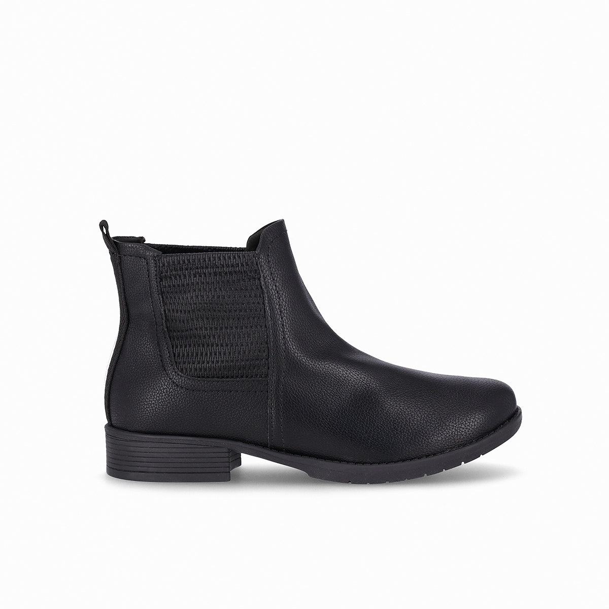 botín casual leci al tobillo de tacón bajo con elástico negro